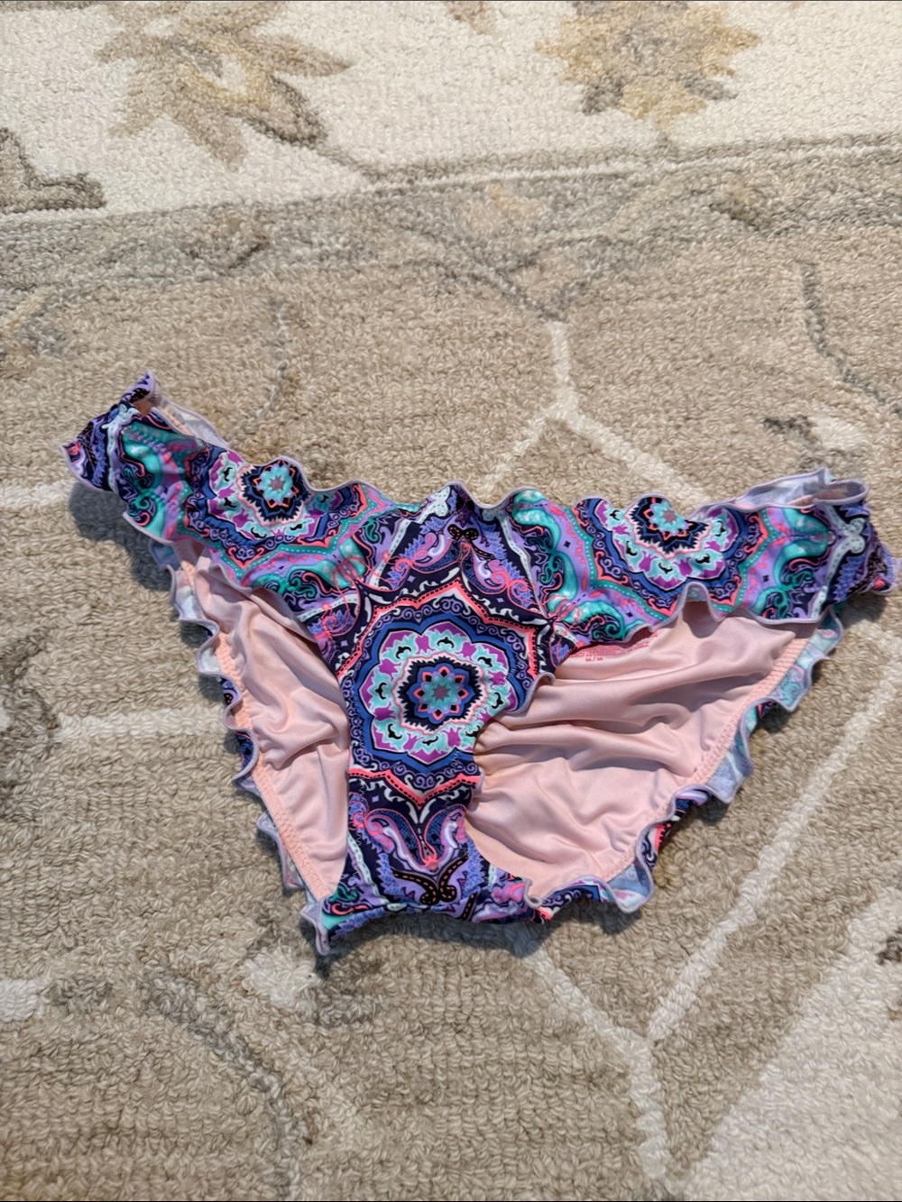 Victoria's Secret Pink and Teal Paisley Bikini Bottom